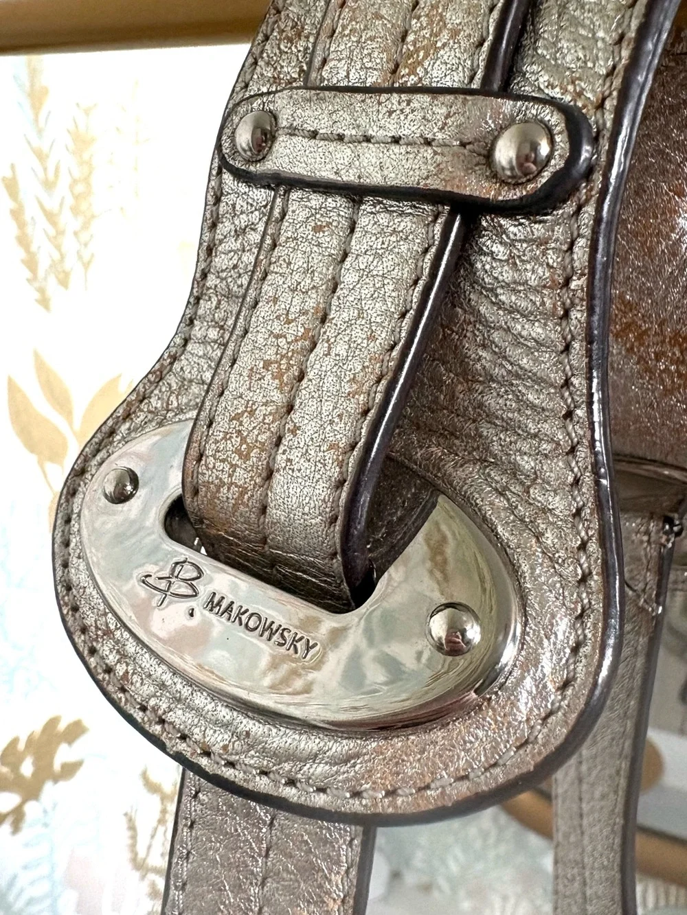 b. makowsky Metallic Soft Light Hobo Bag - Silver / Copper